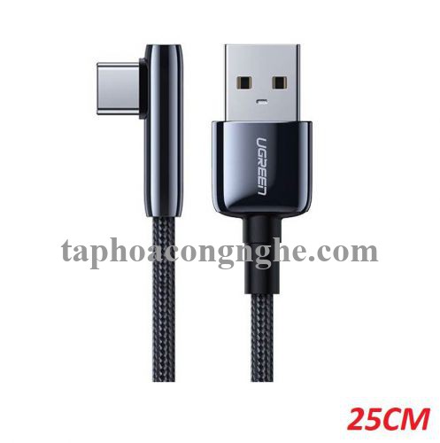 Ugreen 70430 0.25M bẻ góc C 90 độ Cáp USB A sang Type-C 2.0 màu đen truyền dữ liệu từ máy tính ra điện thoại dài 25cm US317 30070430